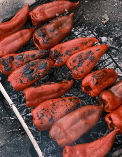 Limonlu ve sarımsaklı sosla hazırlanmış köz biber salatası